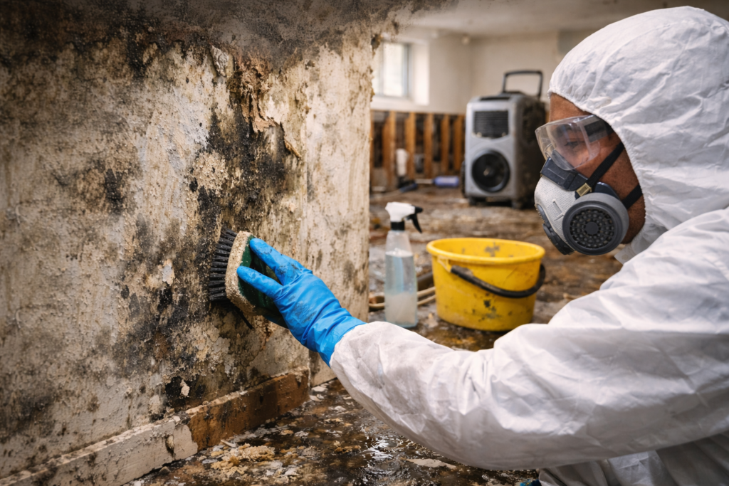 How to deal with mold after water damage in a home restoration scene