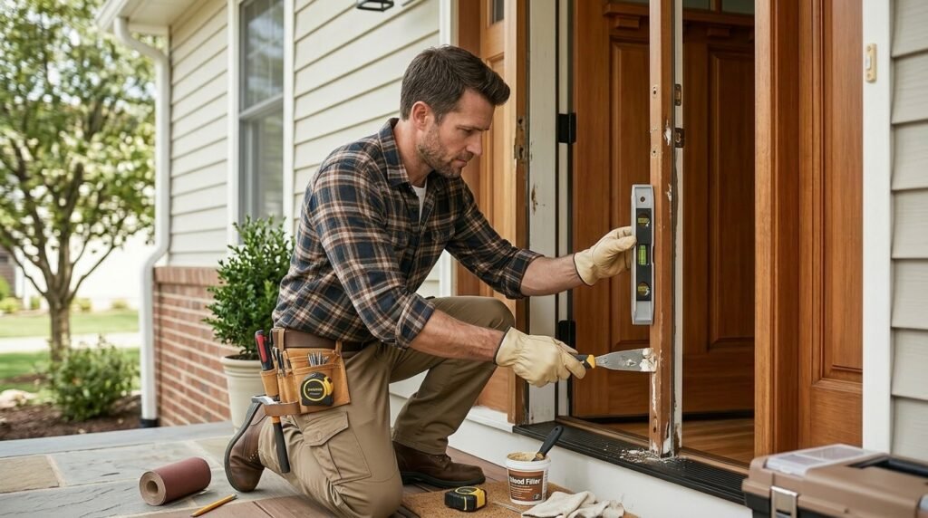 preparing door frame for storm door installation